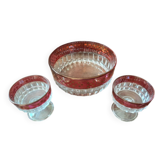 Salad bowl set and its 2 crystal cups