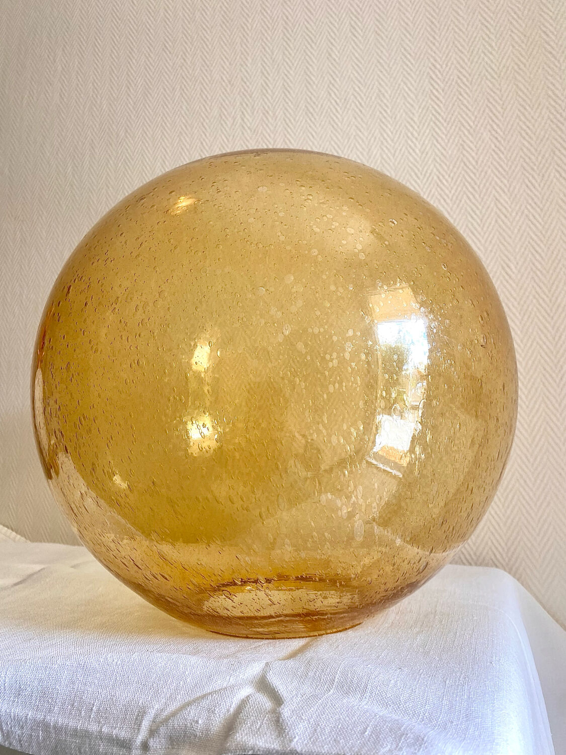 Large blown glass globe with bubbles