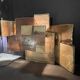 Wall light by jean-michel savary, brutalist lamp / abstract sandstone sculpture, ca 1980