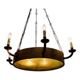Art deco wrought iron chandelier with 6 lights