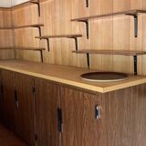 Full vintage bar with counter, fridge, shelves in 60s formica