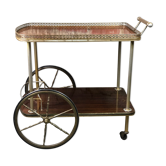 Vintage brass rolling table with 2 trays 70'S