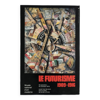 Carlo carrà (d'ap.), le futurisme 1909-1916 / musée d'art moderne, 1973. affiche originale