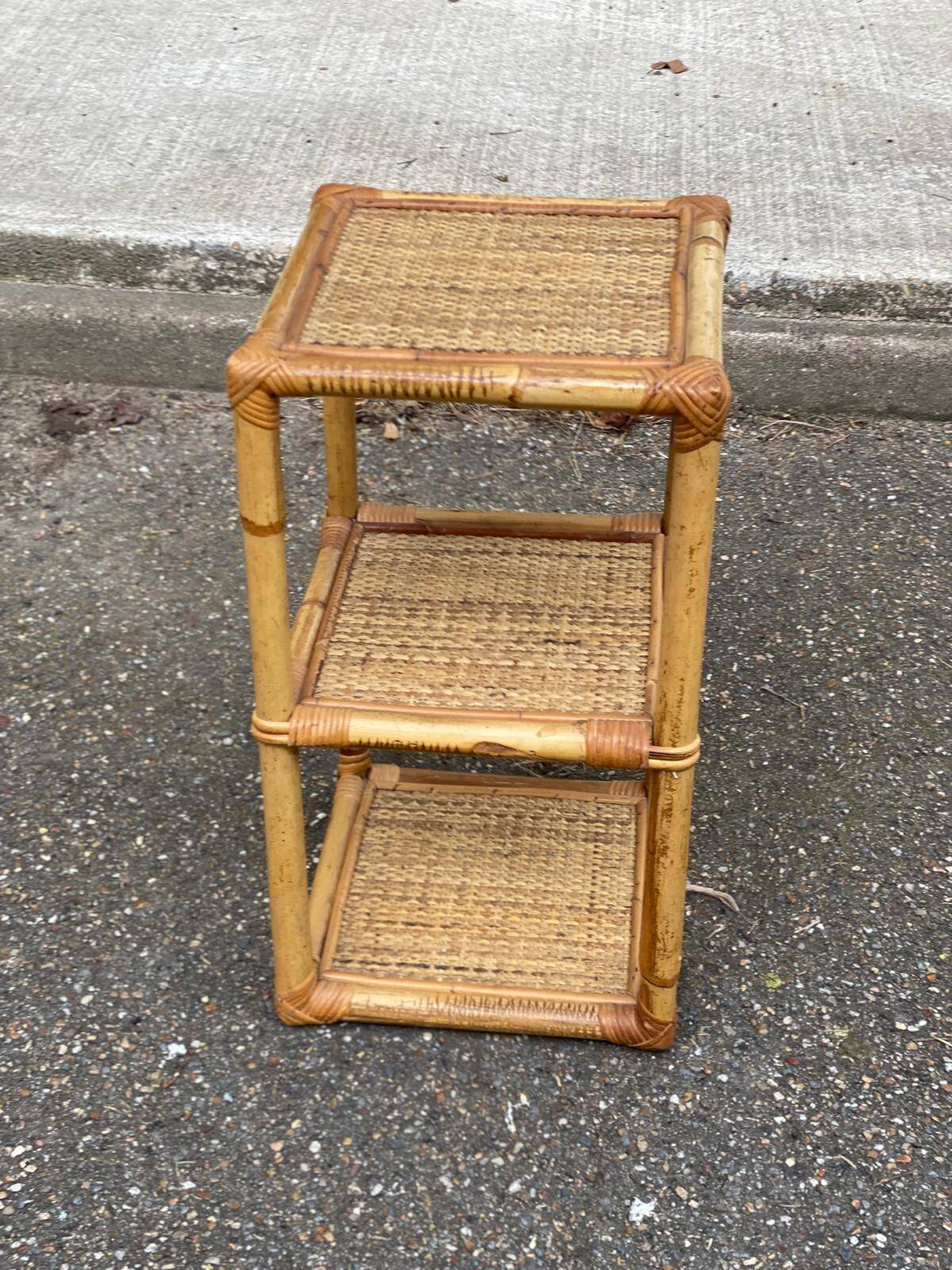 Étagère vintage en bambou rotin et osier 56cm