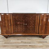 Buffet Art Déco en chêne pour salle à manger avec plateau en marbre