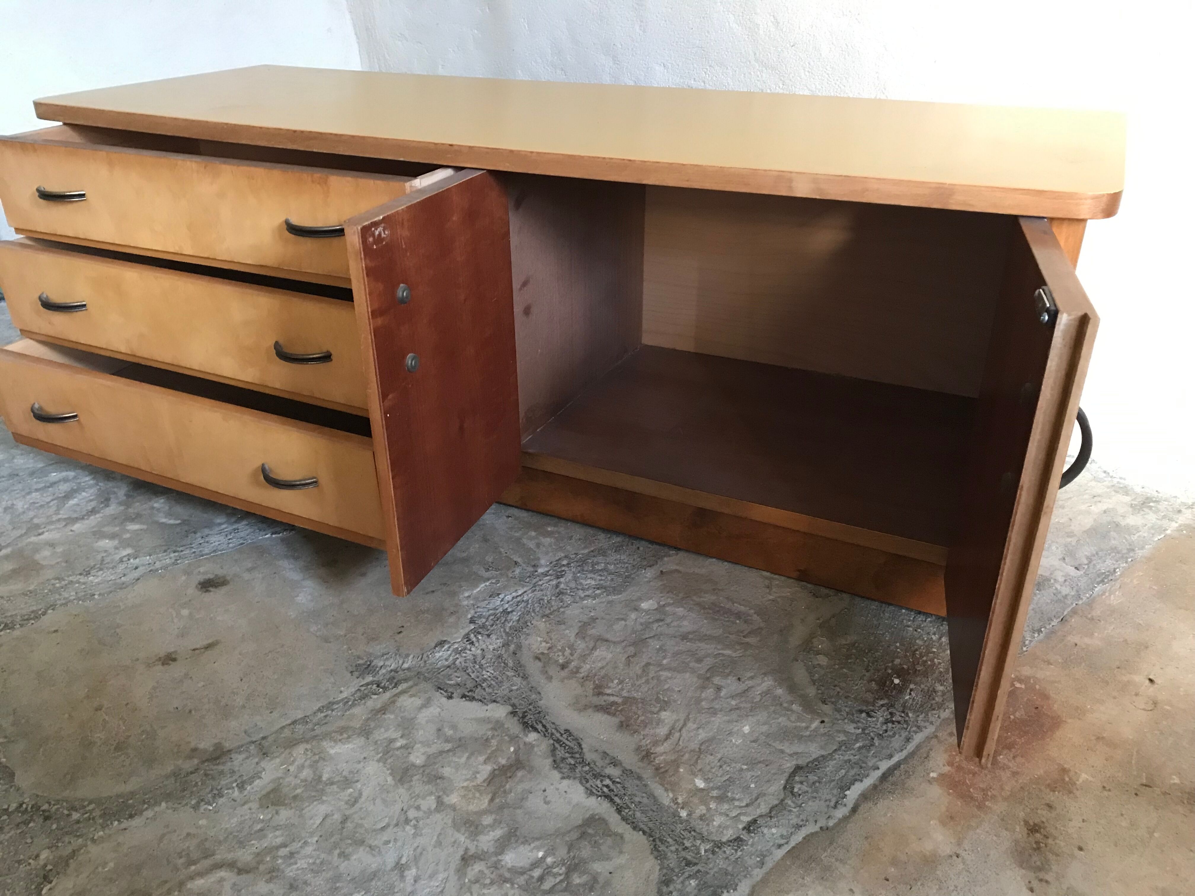 Cabinet low sideboard 1940-1960's in blond wood