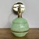 Vintage tulip wall lamp in mint green and gold Clichy glass