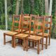 6 solid oak and straw chairs with high backs