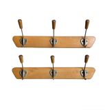Pair of vintage wall coat racks - 3 hooks