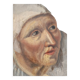 Oil on mounted paper - Portrait of a peasant woman signed, 18th century