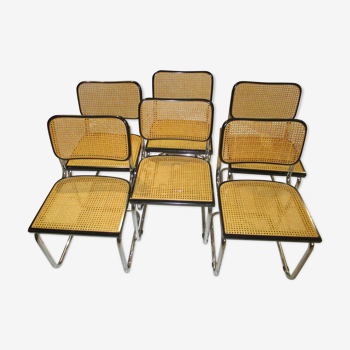 Suite 6 chaises Cesca b32 Marcel Breuer vintage 1970