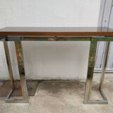 Console in chromed metal and golden brass from the 70s