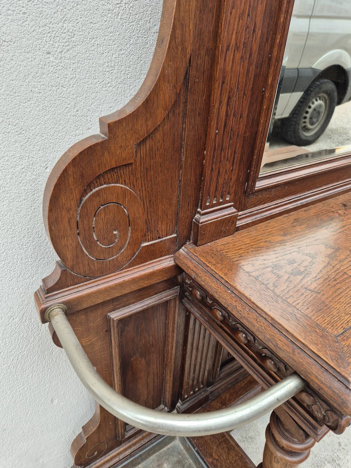 Cloakroom Napoleon III coat rack 19th in solid oak