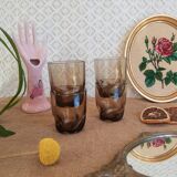 Set of 4 vintage 70s smoked glasses