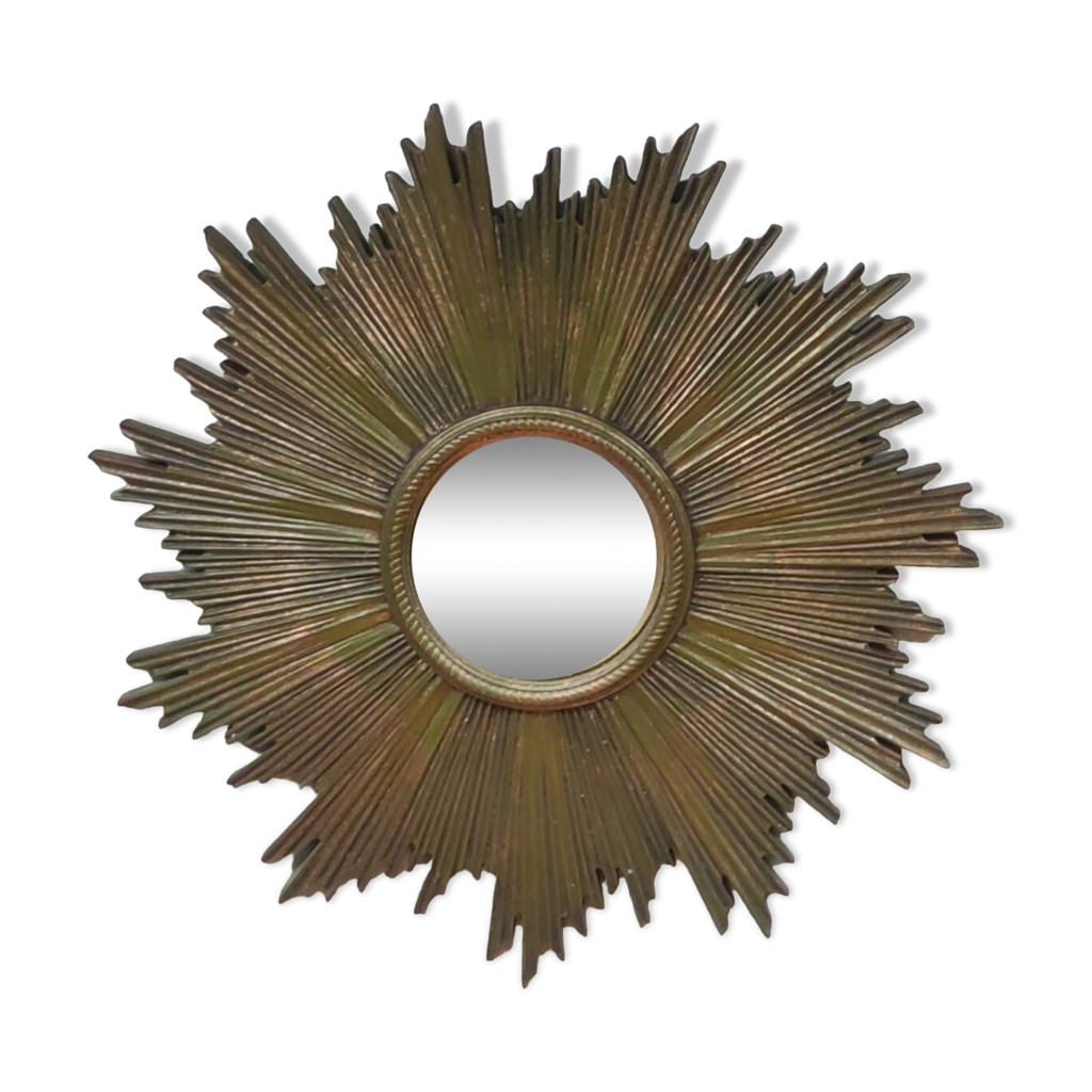 Oeil De Sorcière Scandinave Vintage – Bois Bombé, Beige, époque 1940-1960 (40cm)
