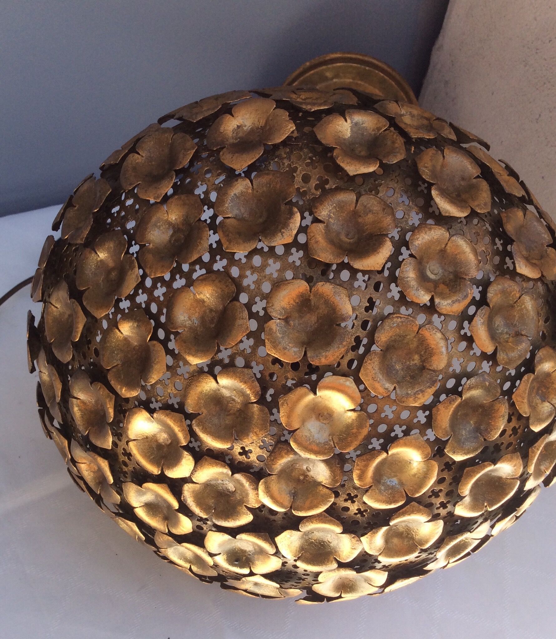 Golden metal lamp, 60s