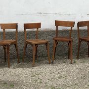 Series of 10 vintage bentwood curved wood bistro chairs