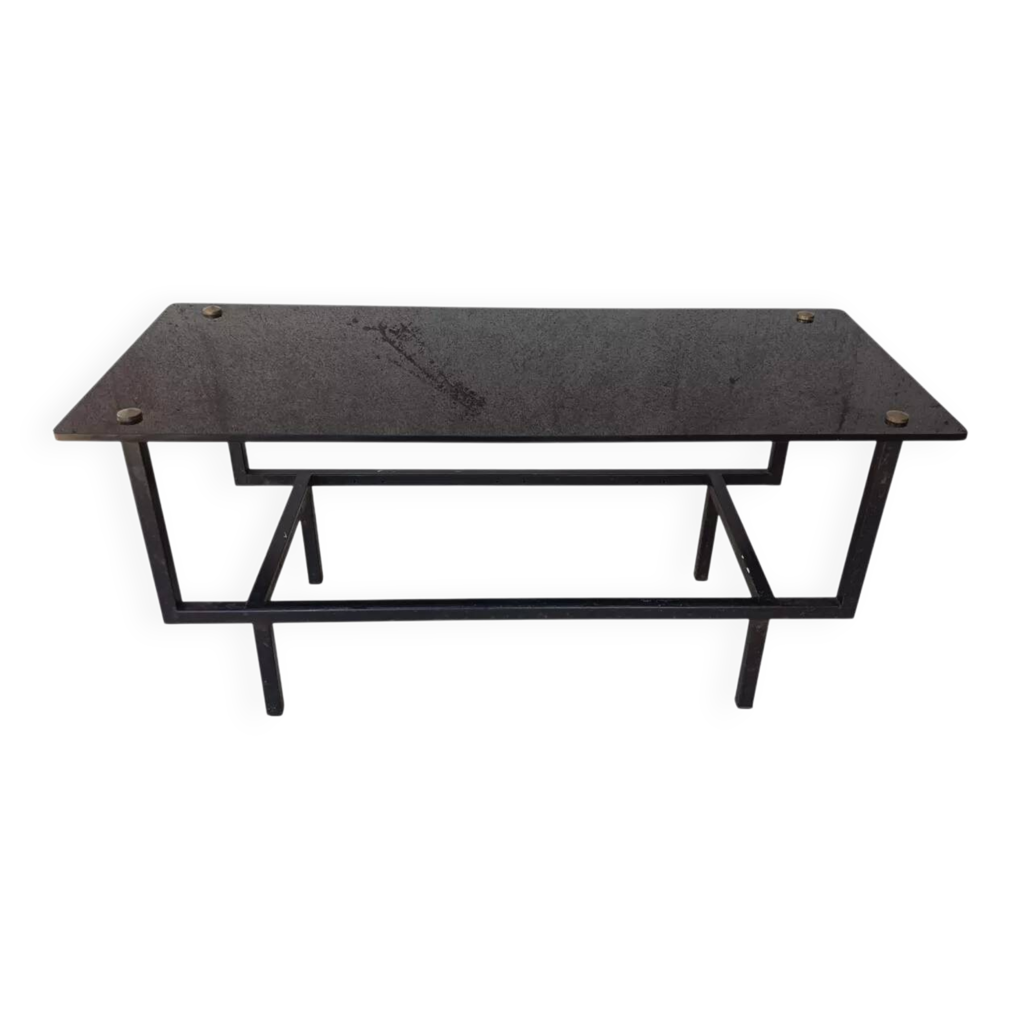 Table basse métal et verre 1950