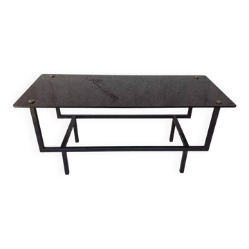 Table basse métal et verre 1950