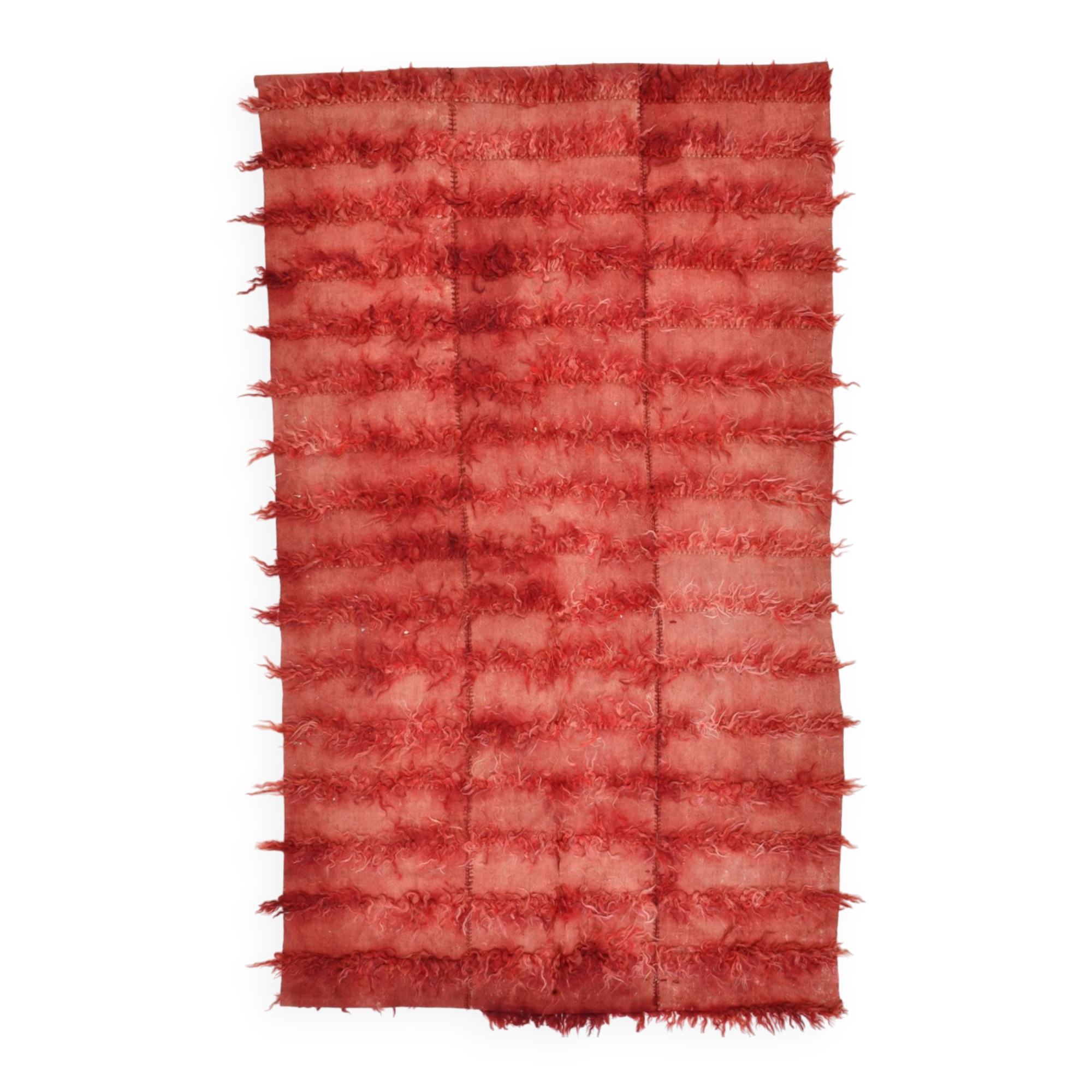 Tapis vintage tissé turc rouge doux 4x7, 128x216 cm