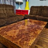 Italian design coffee table in burl wood by Roche Bobois, 1970s.