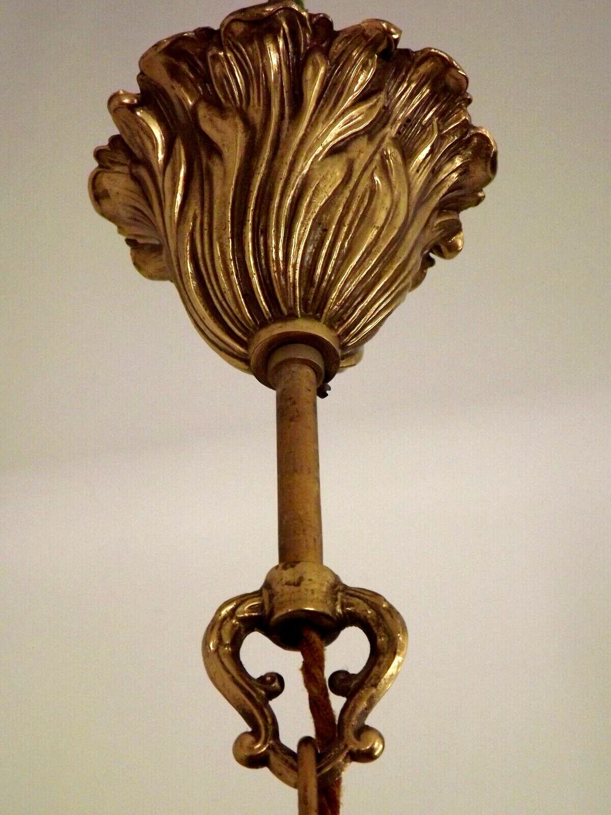 Stunning French Antique Art Nouveau Quality Bronze 6 Light Chandelier 3899