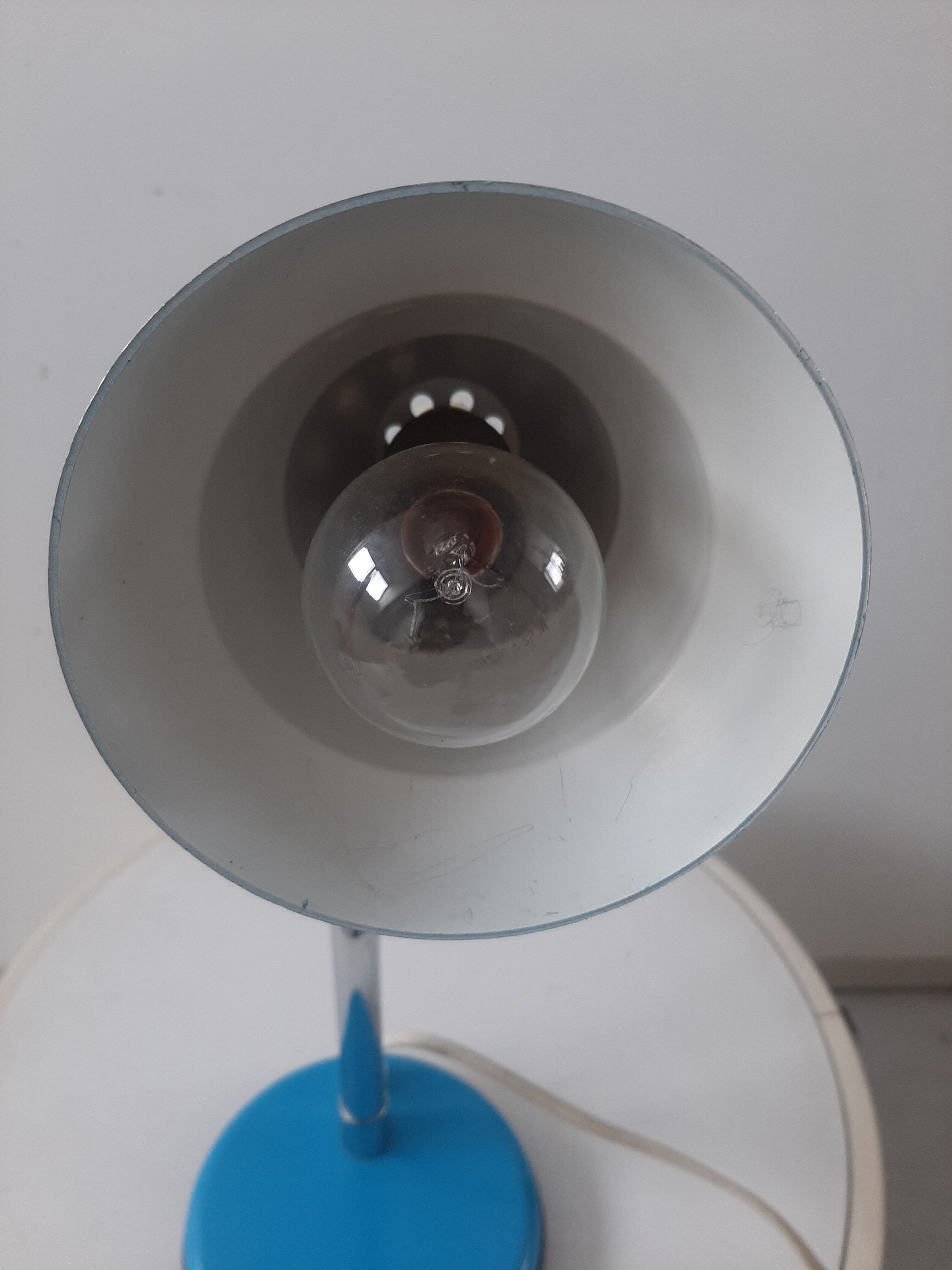 Vintage blue metal table lamp