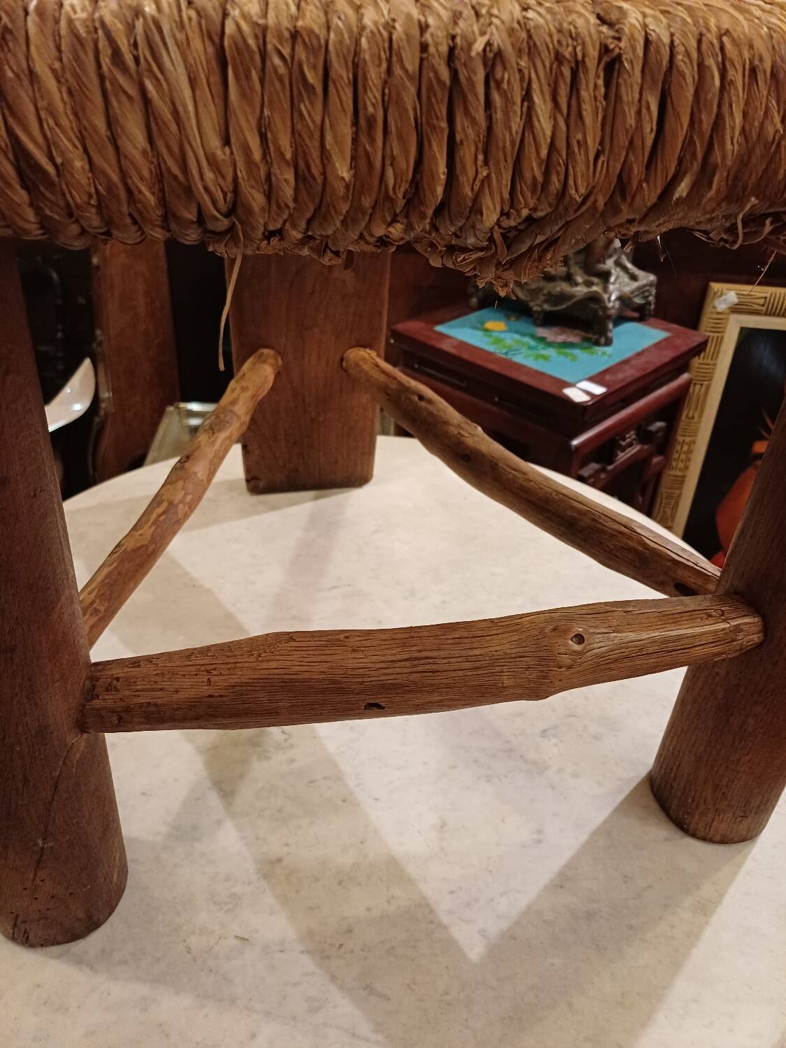 Brutalist Tripod Chair "Wabi-Sabi" Folk Art, 1900-1950