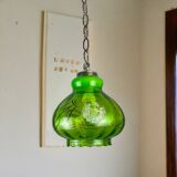 Green glass farmhouse hanging lamp
