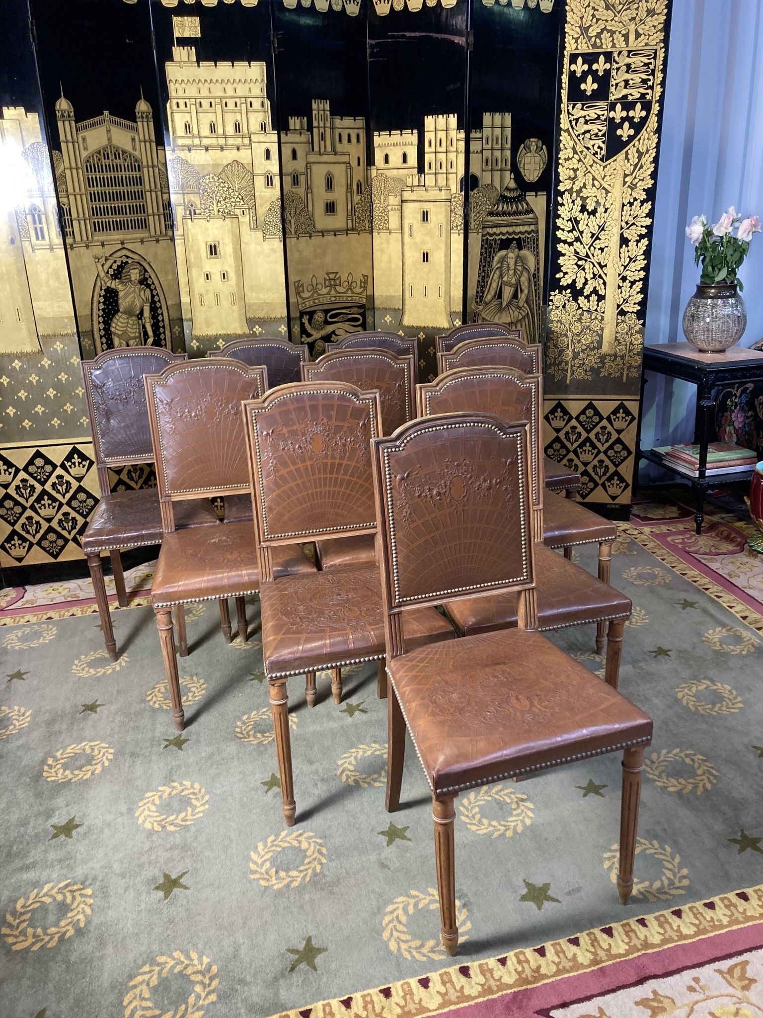10 chaises louis XVI assise cuir