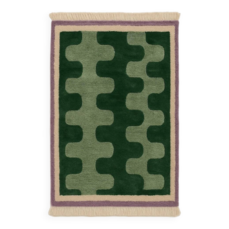 Wavy green Beni Ourain wool rug, 150/250cm