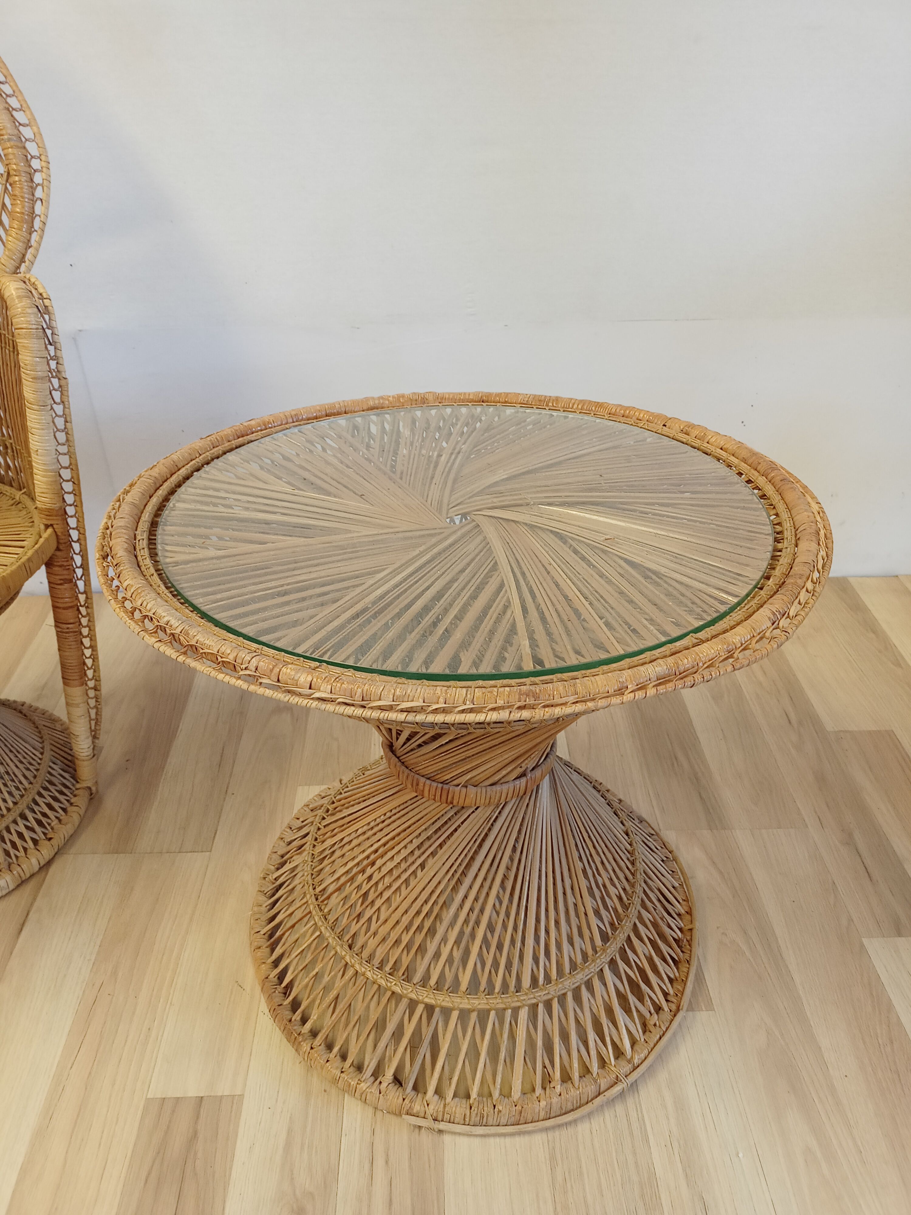 armchair "Emanuelle" and its rattan table