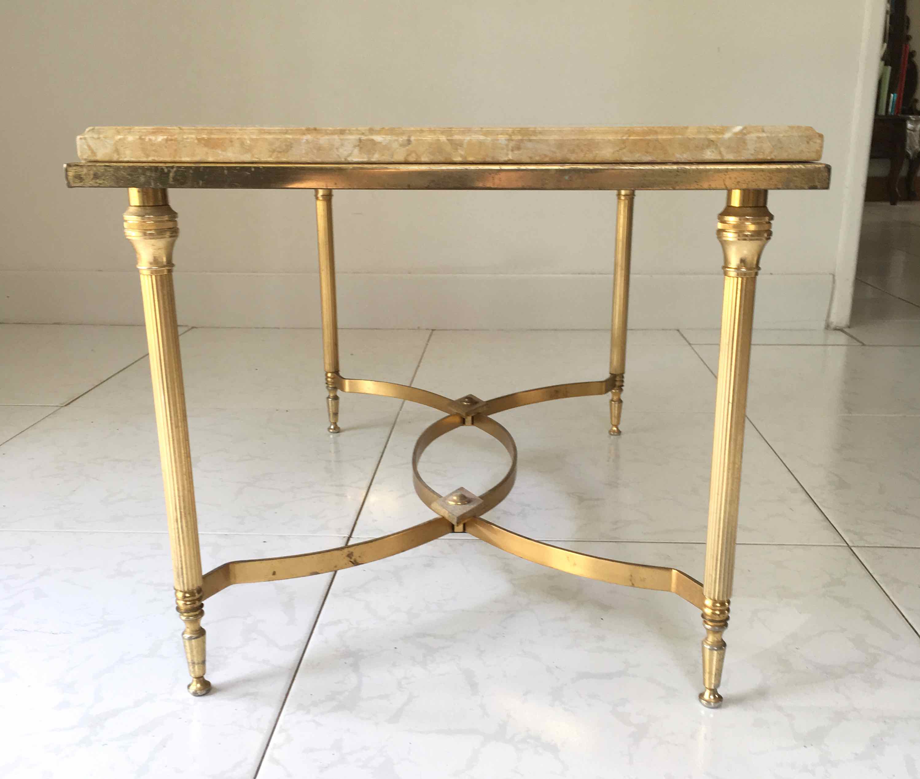 Marble and gilded metal coffee table
