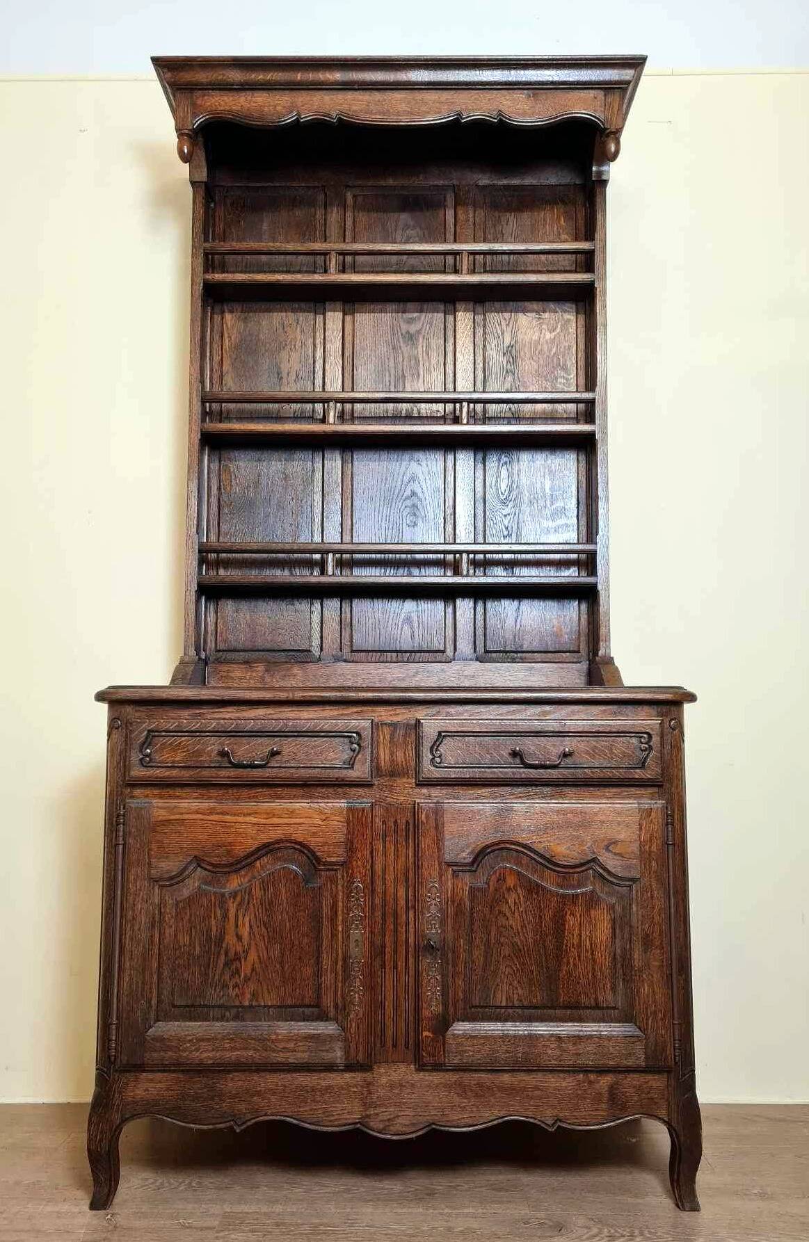 Vaisselier style louis xv en bois massif vers 1950