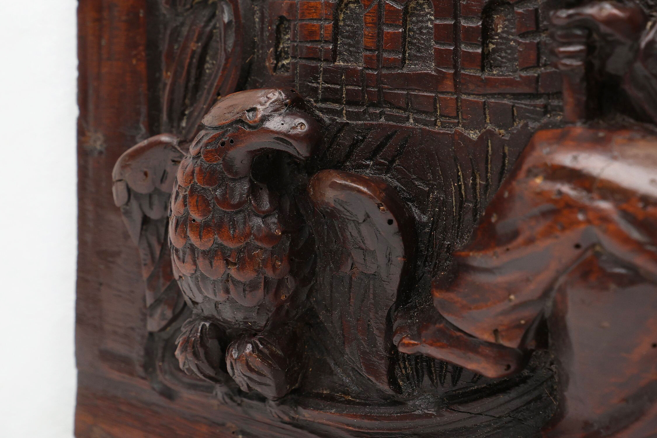 17th Century Gothic Hand Sculpted Oak Panel, Belgium