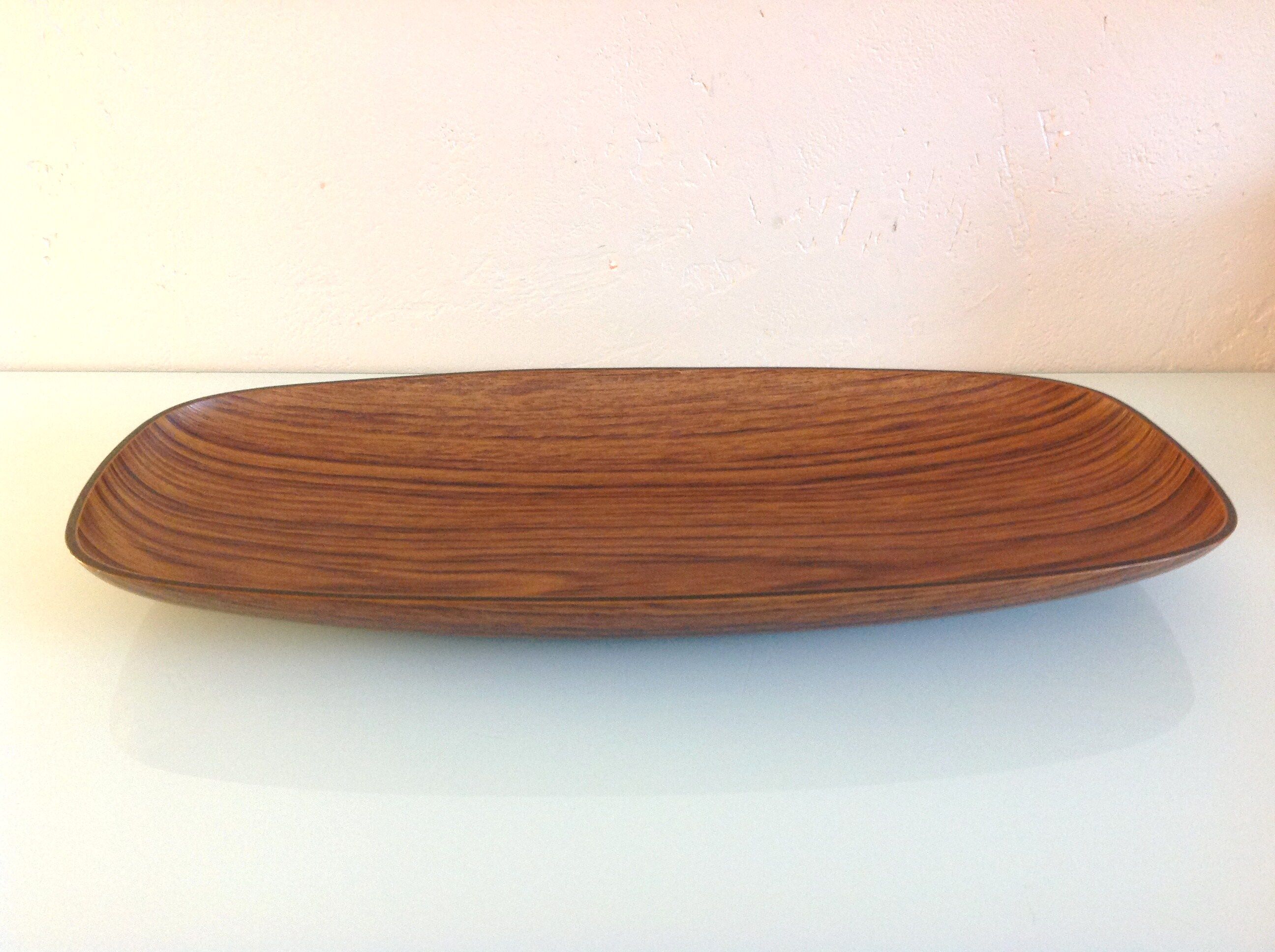 Oval flat imitation wood by Caleppio Robex / vintage 60s-70s