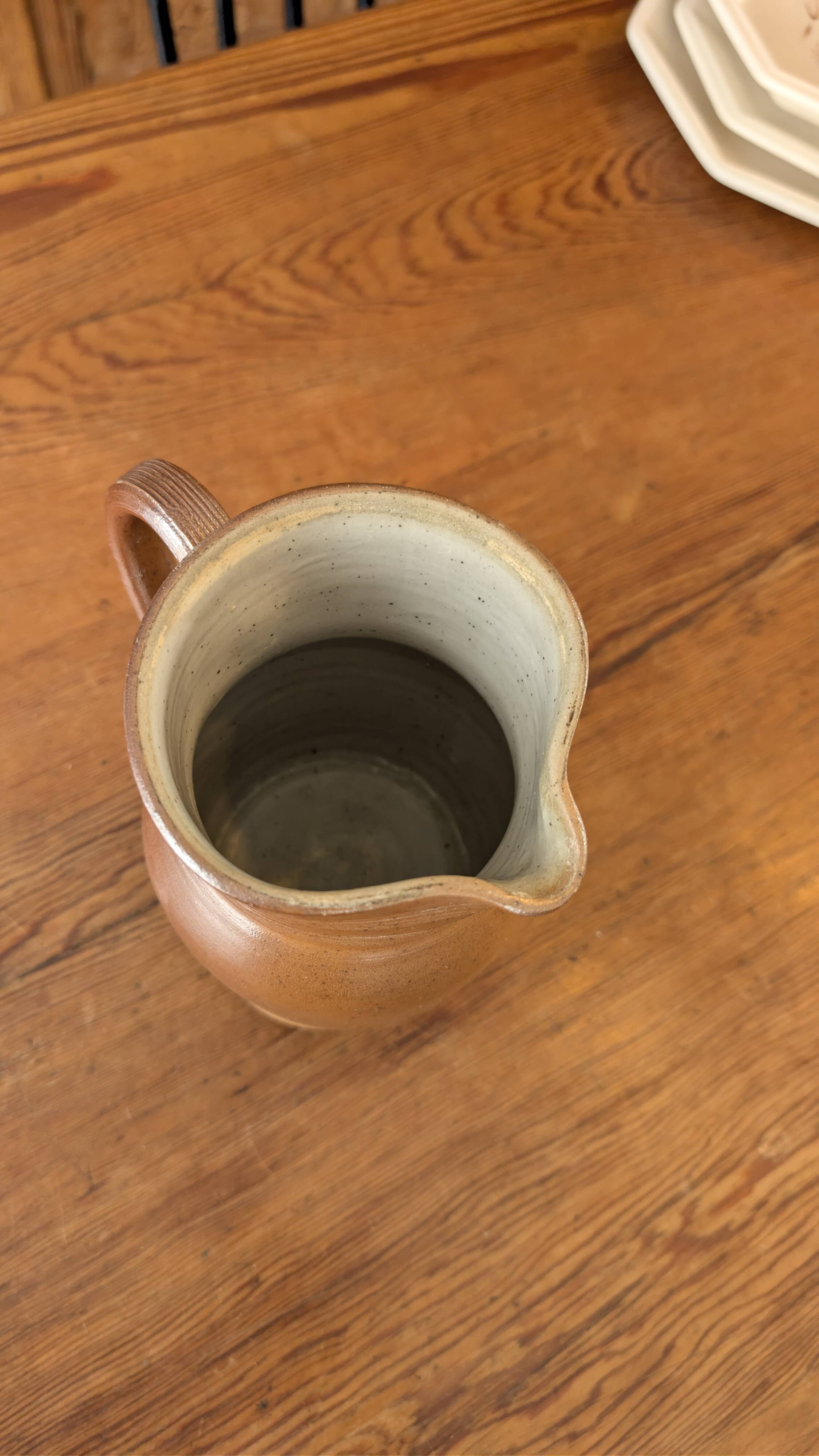 Stoneware pitcher from Berry, traditional French pottery.