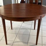 Table ronde extensible Palissandre Danemark vintage 1970