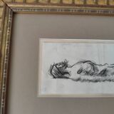 Original drawing Christ on the shroud by Jean Jacques Henner