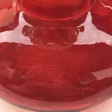 Red crystal collar vase with translucent collar