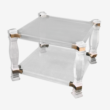 Lucite and glass coffee table