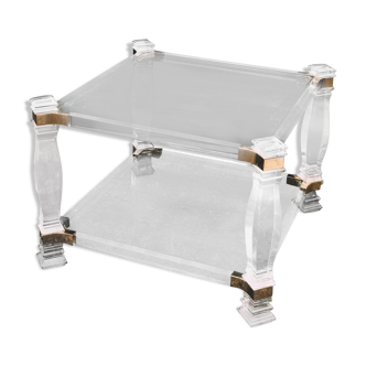 Lucite and glass coffee table