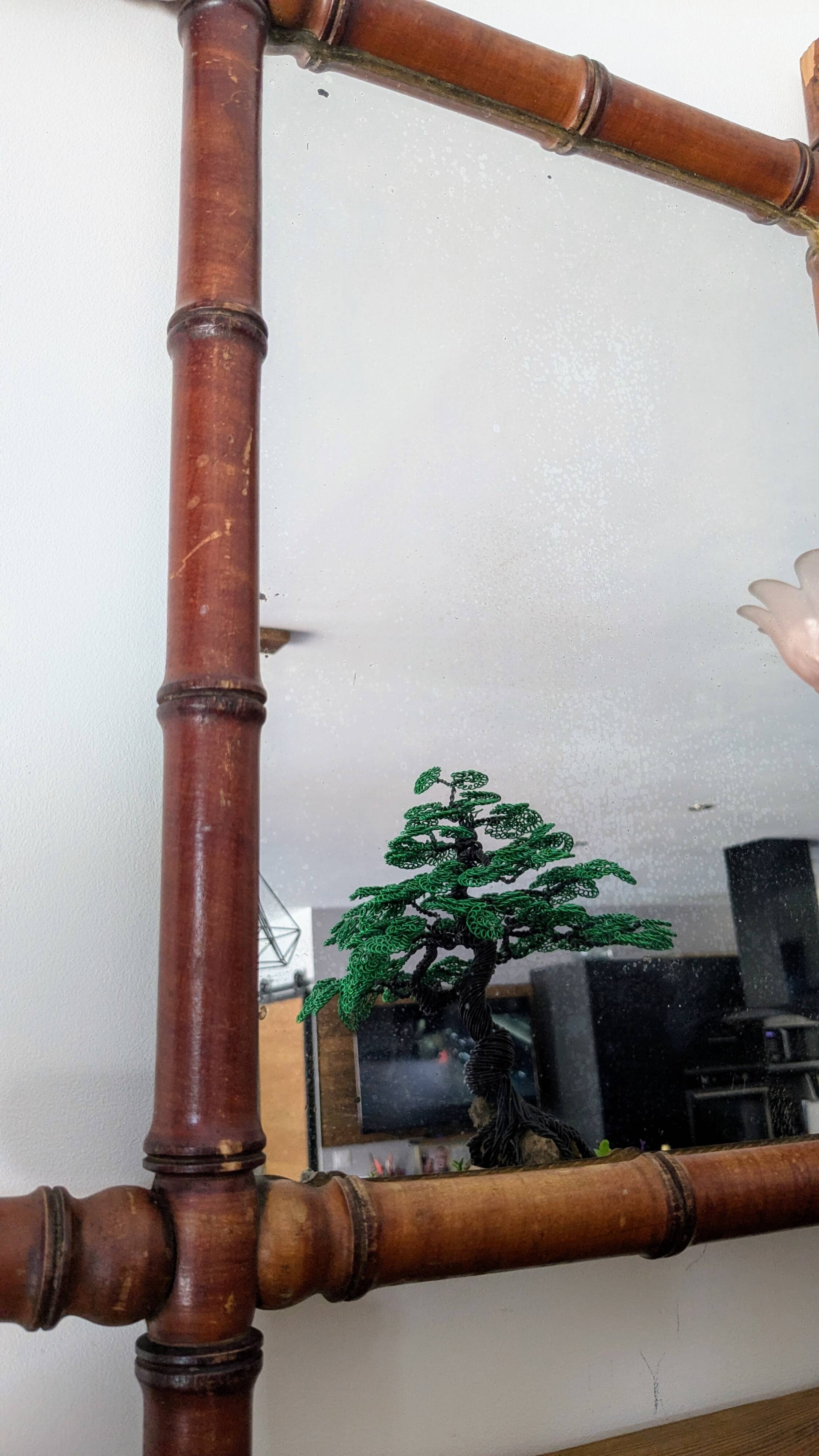 Vintage bamboo mirror 60 x 50 cm