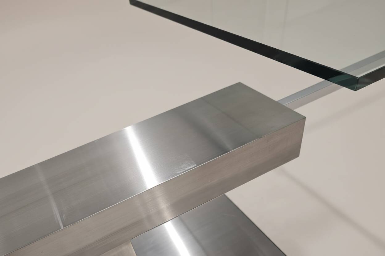 A '90s Coffetable - Glass and Stainless Steal