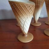 Set of 5 bormioli rocco embossed glass ice cream cups made in vintage Italy