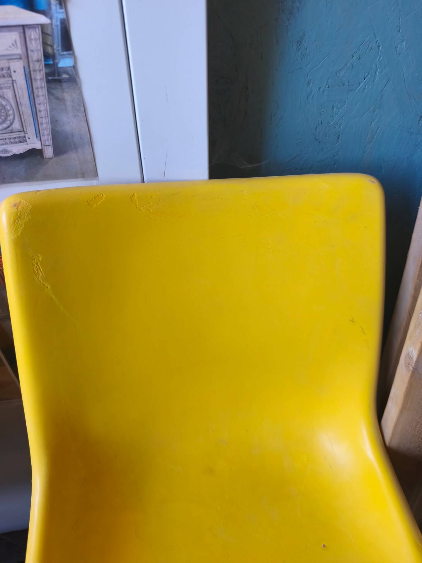Waiting bench, vintage yellow sofa