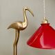 Vintage lampshade pendant light in red and white opaline