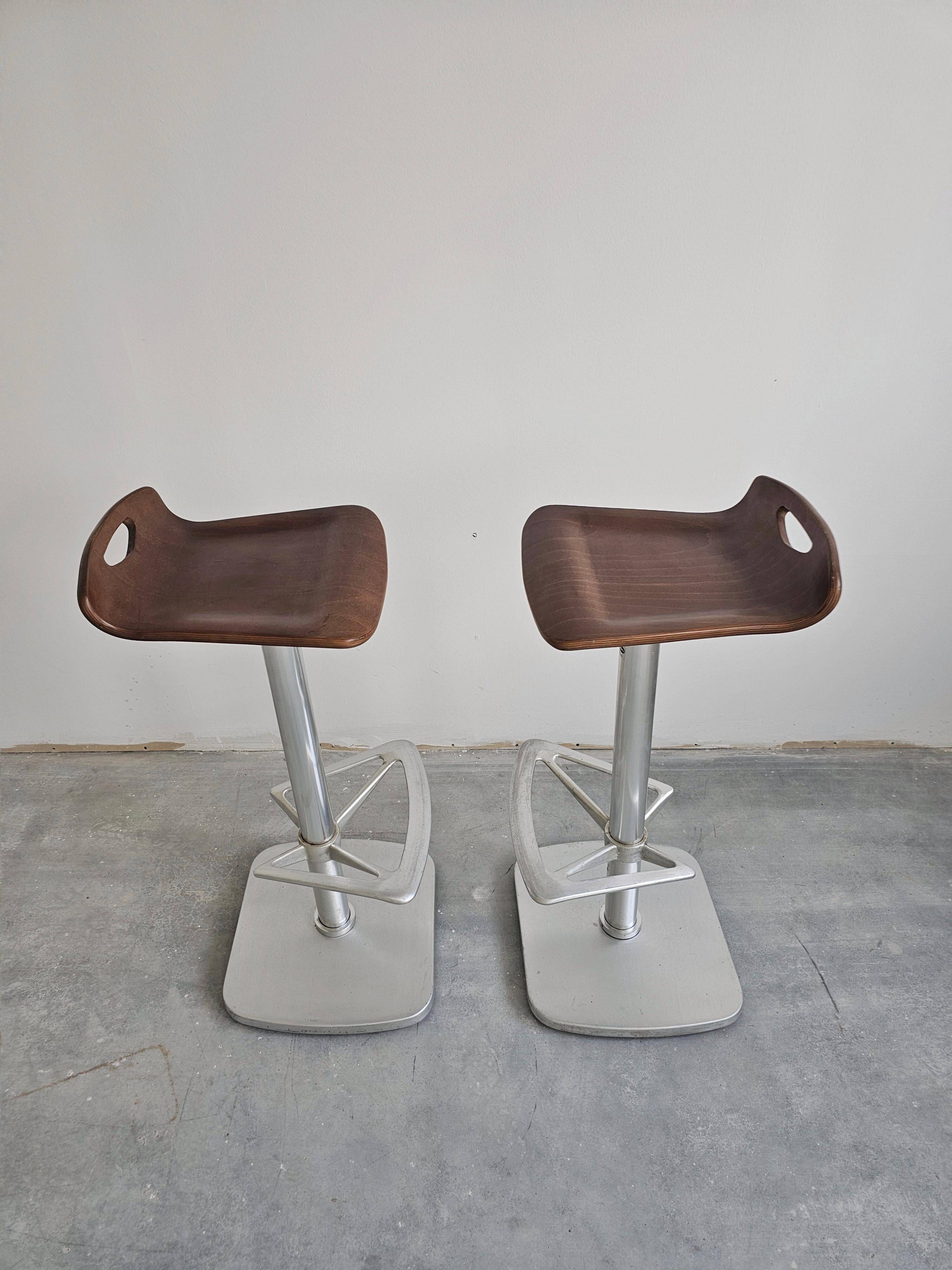 Postmodern pair of bar stools Indecasa by Joan Casas from the 1980s.