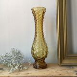 Big yellow dented Italian glass vase