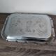 Rectangular silver-plated metal dish with an 80s-style design.